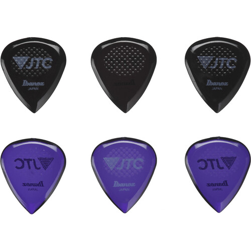 Ibanez JTC1R Tritan 2.5mm Teardrop Guitar Picks (3 Amethyst 3 Onyx)