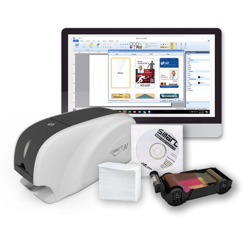 IDP SMART-31S Single-Sided ID Card Printer with Ethernet Connectivity Kit
