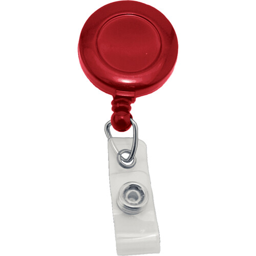 IDP Badge Reel with Slide Clip and Clear Strap (Red 100-Pack)