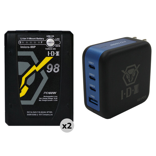 IDX System Technology Imicro-98P Kit with 2 Batteries and Charger (97Wh V-Mount)