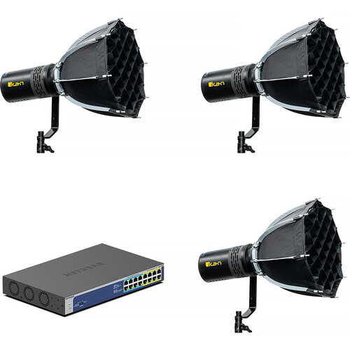 ikan Lyra LBF60B-PoE Bi-Color LED Light (Unmanaged Switch 3-Light Kit)