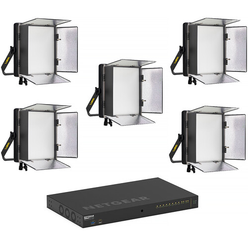 ikan Lyra LBX10-PoE++ Bi-Color LED Light Panel (Managed Switch 5-Light Kit)