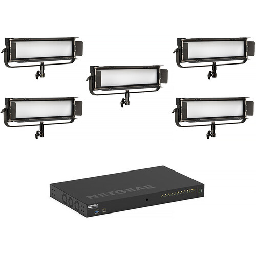 ikan Lyra LBX8-PoE Bi-Color LED Light Panel (Black Switch 5-Light Kit)