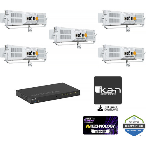 ikan Lyra LBX8-PoE Bi-Color LED Light Panel (White Switch 5-Light Kit)