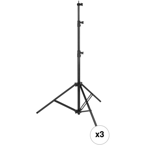 Impact Heavy-Duty Air-Cushioned Light Stand (Black 9.5' 3-Pack)