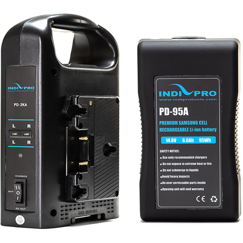 IndiPRO Tools 95W Gold Mount Li-Ion Battery with Dual Battery Charger Bundle