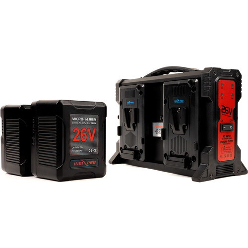 IndiPRO Tools Micro-Series 26V 265Wh Battery and Quad Charger Kit (V-Mount)