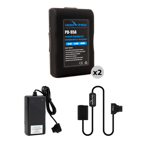 IndiPRO Tools 2 x PD-95A 95Wh Gold Mount Batteries Charger & D-Tap to Sony a7 Series Adapter Kit