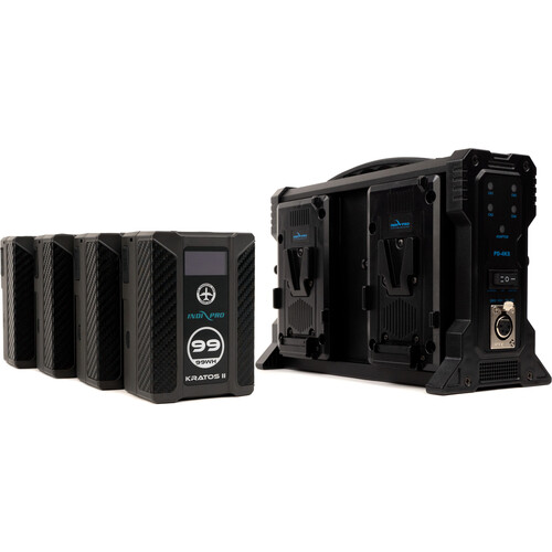 IndiPRO Tools Kratos II Kit with 4 V-Mount Batteries and 4-Bay Charger (99Wh)