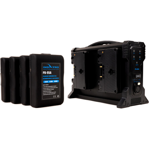 IndiPRO Tools 4x Compact 95Wh Gold Mount Li-Ion Batteries & Quad Pro Charger Kit