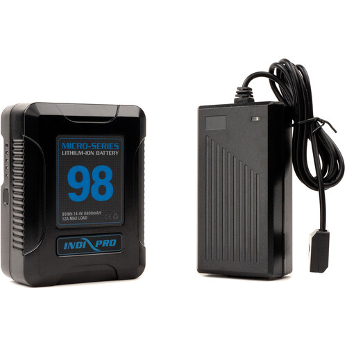 IndiPRO Tools Micro-Series 98Wh Li-Ion V-Mount Battery and D-Tap Pro Charger (2.5A) Kit