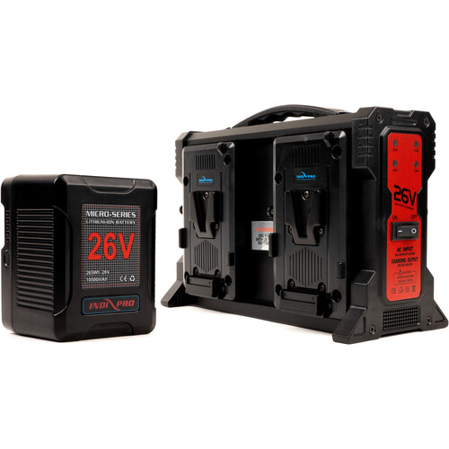 IndiPRO Tools Micro-Series 26V 260Wh Battery and Quad Charger Kit (V-Mount)