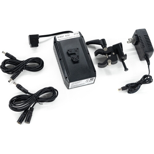 IndiPRO Tools Porta-Pak Battery with Charger & V-Mount Battery Clamp Bundle