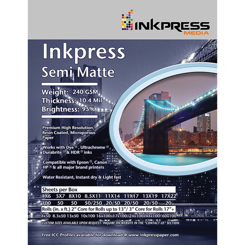 Inkpress Media Semi-Matte 250 Photo Inkjet Paper (8.5 x 11