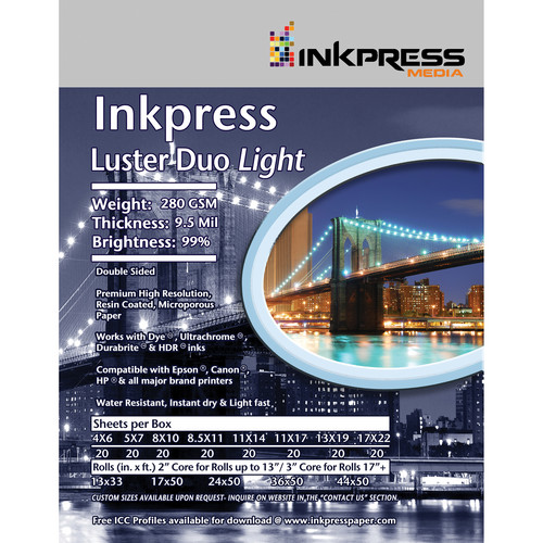Inkpress Media Luster Duo Light Double-Sided Photo Inkjet Paper (24