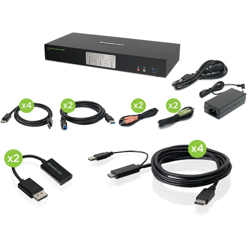 IOGEAR 2-Port Cinema 4K Dual-View DisplayPort/HDMI KVMP Switch