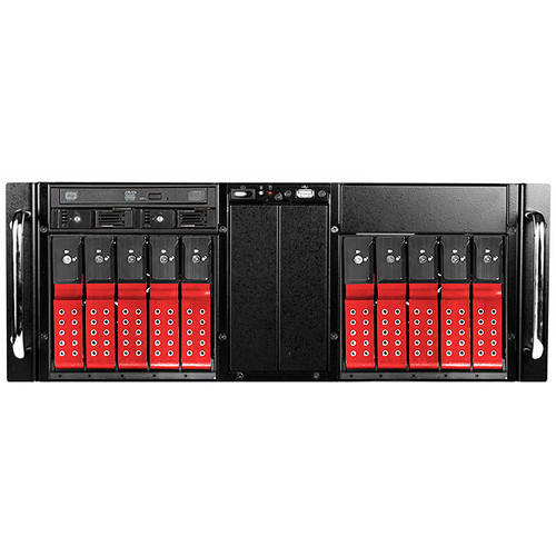 iStarUSA D410-DE10RD-25TU 10-Bay Trayless USB 3.1 Gen 1 ODD Rackmount Storage Server (Red)