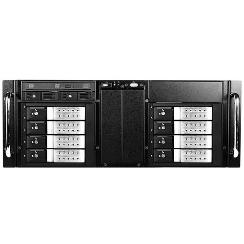 iStarUSA D-410-DE8-225T 4 RU 8-Bay Stylish Hotswap Trayless Slim ODD Storage Server Rackmount Chassis (Silver HDD Handles)