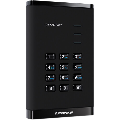 Istorage 2TB diskAshur3 USB 3.2 Gen 1 Encrypted Portable Hard Drive (Black)
