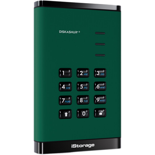 Istorage 5TB diskAshur3 USB 3.2 Gen 1 Encrypted Portable Hard Drive (Green)