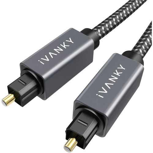 iVANKY Braided Optical TOSLINK Audio Cable (6' Gray/Black)