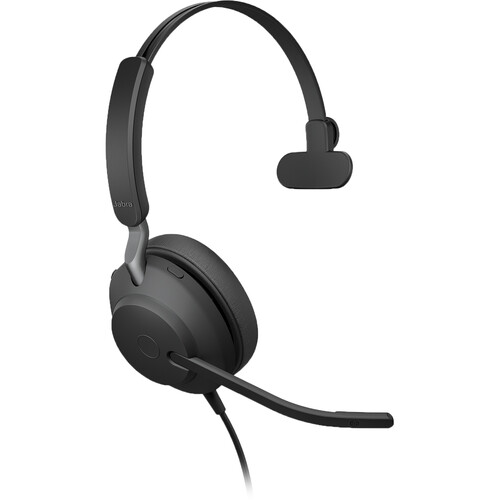 Jabra Evolve2 40 Mono Wired On-Ear Headset with Extension Cable (Unified Communication USB Type-C Black)