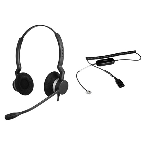Jabra BIZ 2300 QD Duo Headset and Universal Coiled Smart Cord Kit