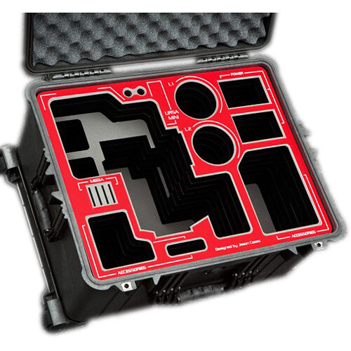 Jason Cases Hard Case with Custom Foam for Blackmagic Design URSA Mini & Bottomplate (Red Overlay)