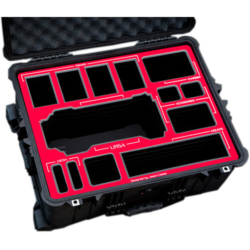 Jason Cases Hard Case with Custom Foam for Blackmagic Design URSA Camera (Red Overlay)