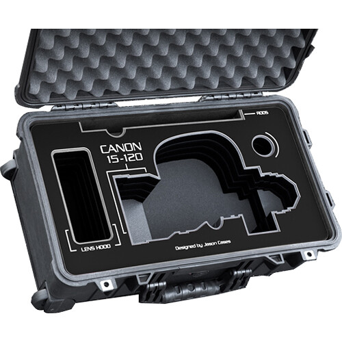 Jason Cases Wheeled Hard Case with Insert for Canon 15-120mm Lens (Black Overlay)