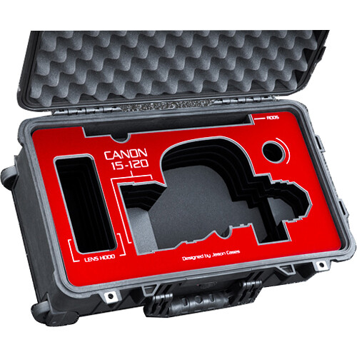 Jason Cases Wheeled Hard Case with Insert for Canon 15-120mm Lens (Red Overlay)