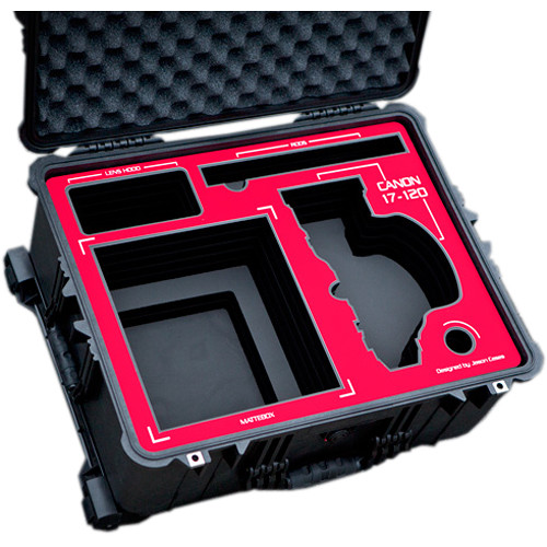 Jason Cases Wheeled Case with Custom Foam for Canon 17-120mm Lens & Matte Box (Red Overlay)