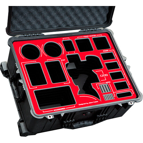 Jason Cases Hard Case with Custom Foam for Canon EOS C200 (Red Overlay)