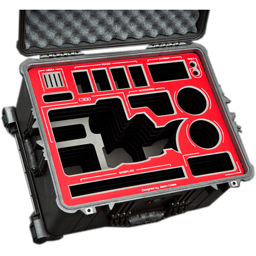 Jason Cases Hard Travel Case for Canon C300 Mark II Camera & LCD Screen (Red Overlay)