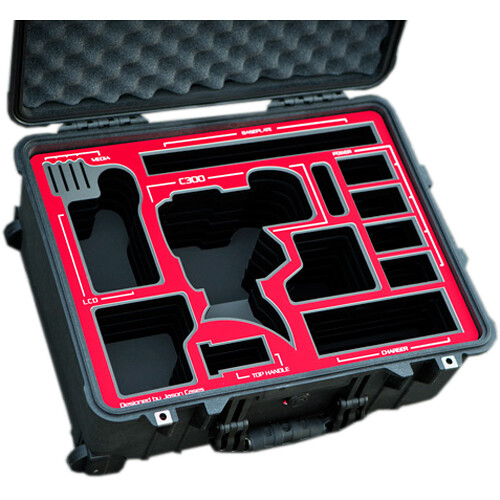 Jason Cases Hard Travel Case for Canon C300 Mark II Camera (Red Overlay)