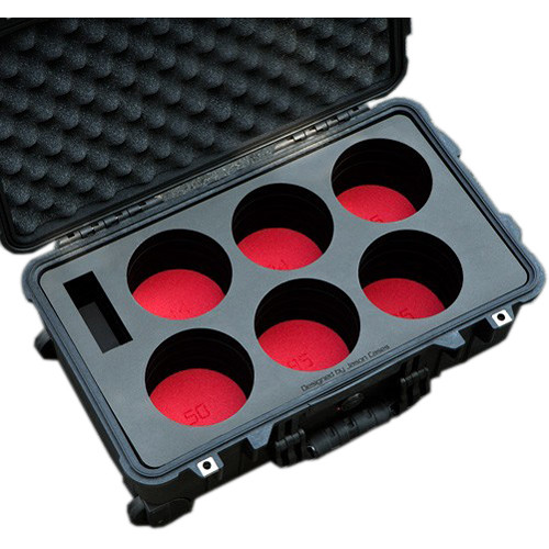 Jason Cases Compact Wheeled Hard Case with Custom Foam for Six Canon CN-E Lenses
