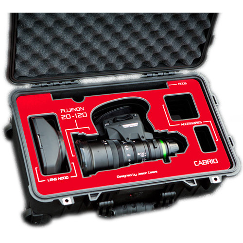 Jason Cases Protective Case for Fujinon 20-120mm T3.5 Cabrio Lens (Red Overlay)