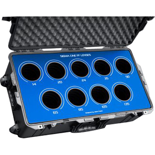Jason Cases Wheeled Hard Case with Foam Insert for Set of 9 Sigma Cine FF Prime Lenses