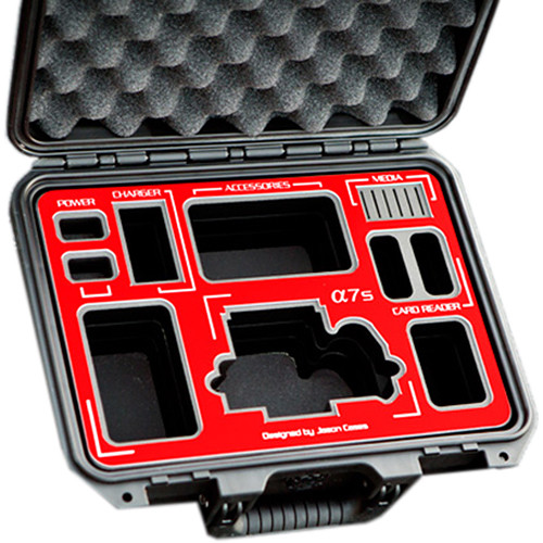 Jason Cases Protective Case with Custom Foam for Sony a7S (Red Overlay)