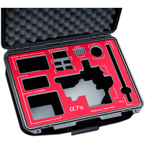Jason Cases Protective Case with Custom Foam for Sony a7S with Tilta Cage (Red Overlay)
