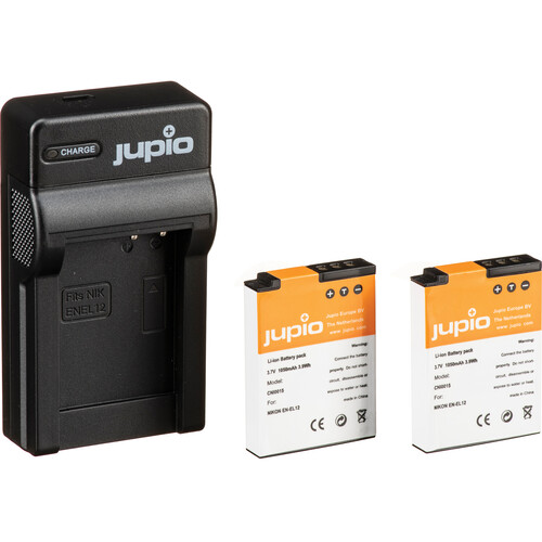 Jupio Pair of EN-EL12 Batteries and USB Single Charger Value Pack