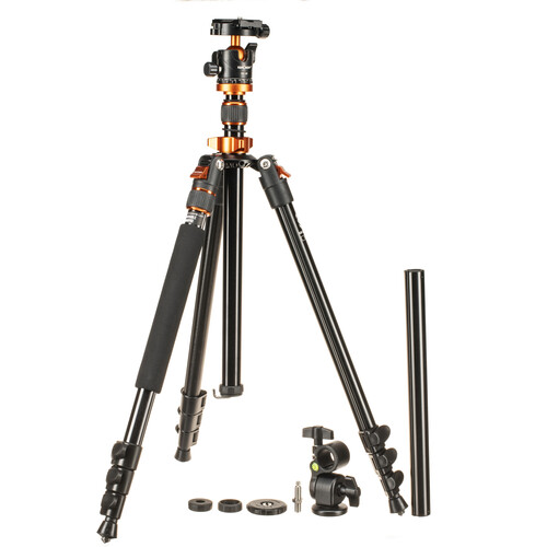 K&F Concept Magnesium Alloy Travel Tripod with Rotating Lateral Multi-Angle Center Column Ball Head and Monopod Kit