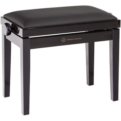 K&M 13701 Piano Bench Wooden Frame with Black Glossy Finish