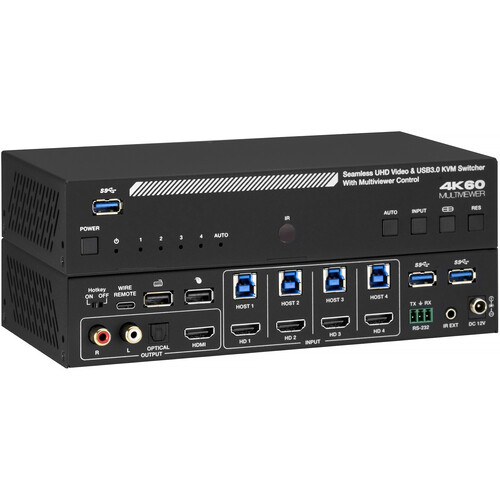 KanexPro 4x1 4K HDMI KVM Switcher with Multiview Tiling