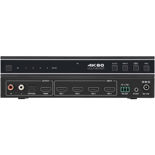 KanexPro 4x1 4K60 HDMI Multiview Seamless Switcher with Audio Extraction