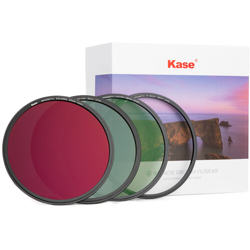 Kase 82mm Premium Magnetic 4 Filter Kit with Stack Caps (R-MCUV ND8 ND64 CPL)