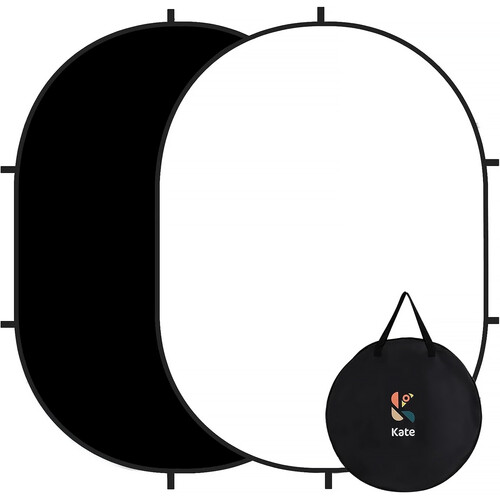 Kate Backdrop Reversible Collapsible Background with Loops (White/Black 5 x 6.5')