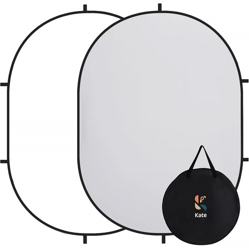 Kate Backdrop Reversible Collapsible Background with Loops (White/Gray 5 x 6.5')