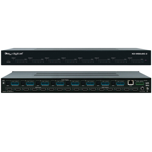 Key Digital 8x8 4K HDMI Matrix Switcher with Audio Switching & Audio De-Embedding