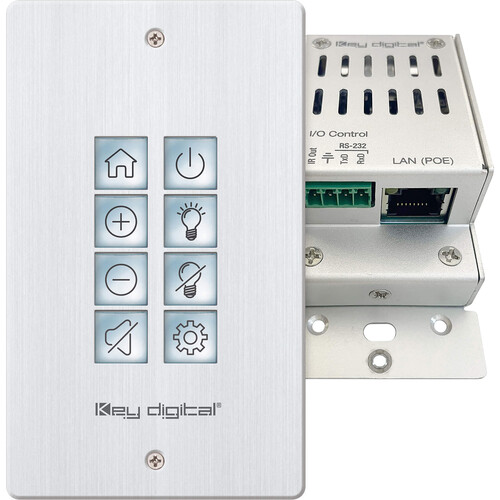 Key Digital 8-Button Programmable IP RS-232 and IR Control Wall Plate Keypad with PoE